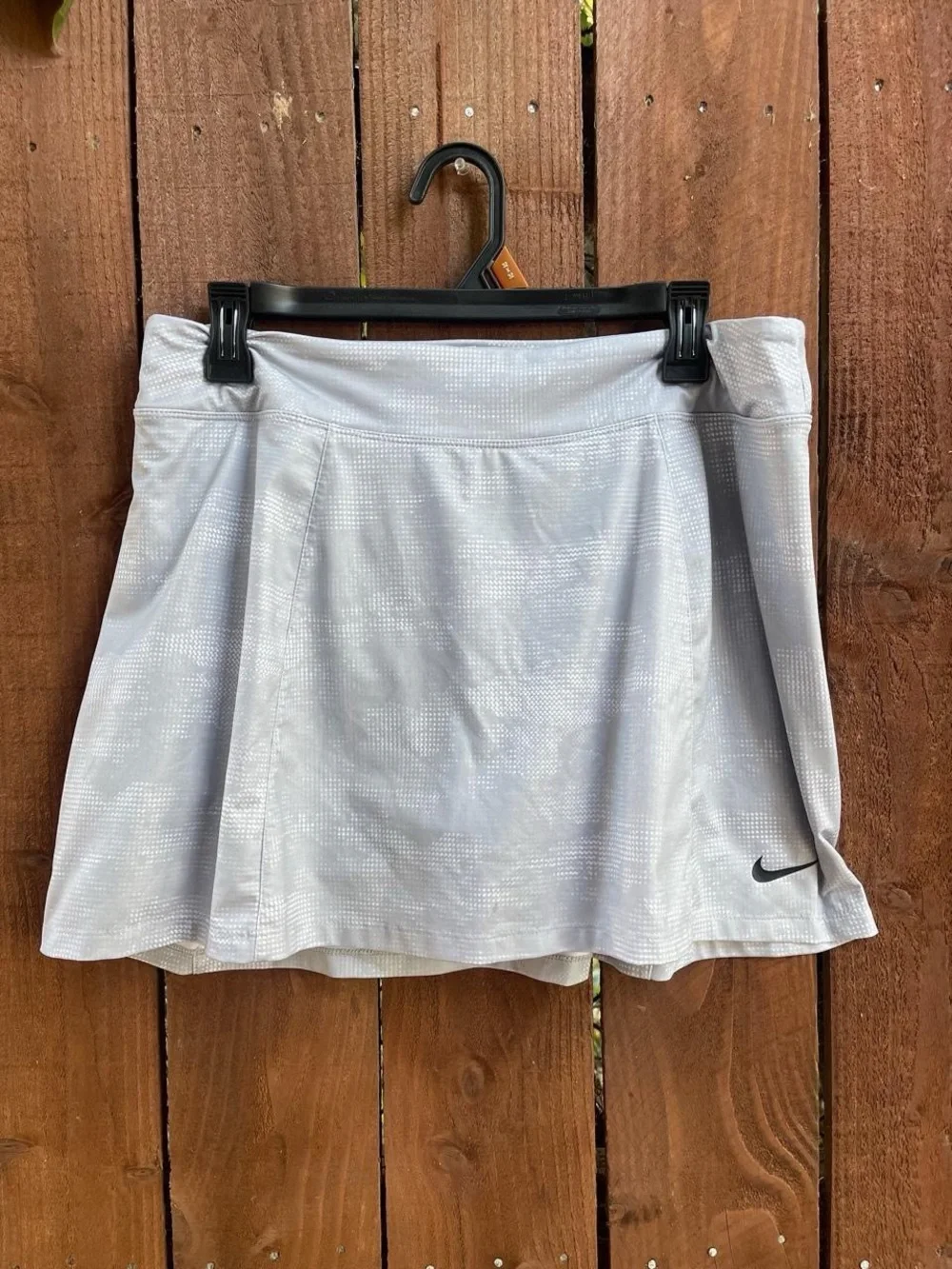 Nike Dri-Fit Tennis Skater Skort Grey White Sporty Golf Athletic Skirt Sz Lg